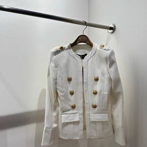 Authentic Balmain White Blazer with Gold Buttons